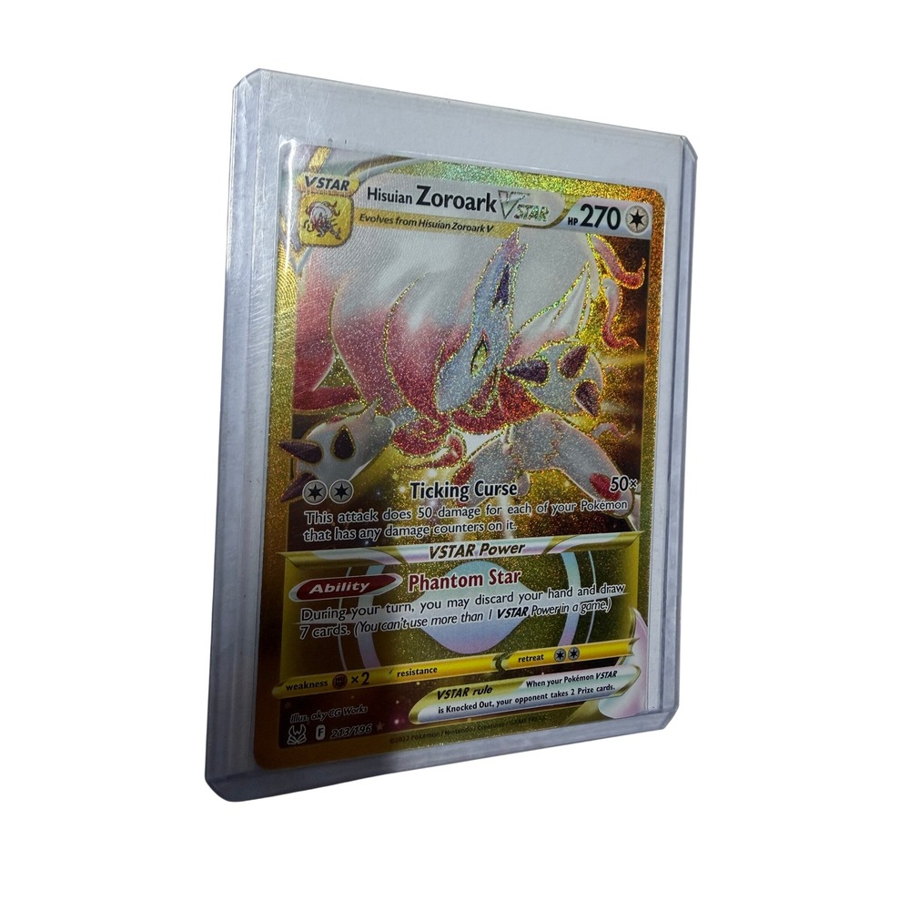 Pokemon Hisuian Zoroark VSTAR 213/196 Lost Origin Gold Secret Rare Holo Card